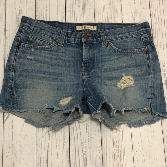 J Brand Distressed Cut Off Shorts In Neptune Wash - Picture 1 of 9